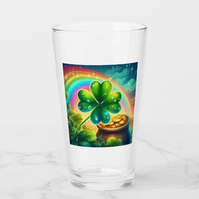 Rainbow Saint Patrick's Day Klee Glas (Vorderseite)