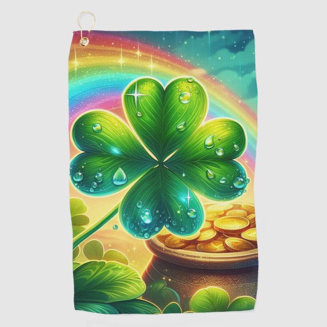 Rainbow Saint Patrick's Day Klee Golfhandtuch (Vorderseite)