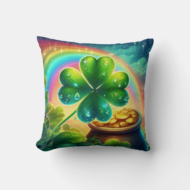 Rainbow Saint Patrick's Day Klee Kissen (Vorderseite)