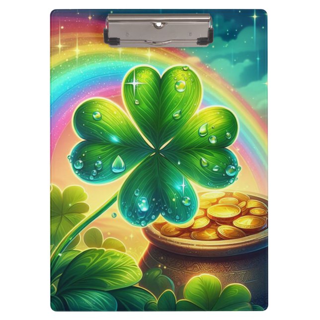 Rainbow Saint Patrick's Day Klee Klemmbrett (Vorderseite)