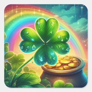 Rainbow Saint Patrick's Day Klee Quadratischer Aufkleber