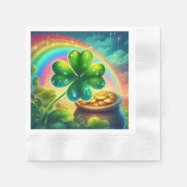 Rainbow Saint Patrick's Day Klee Serviette (Vorderseite)