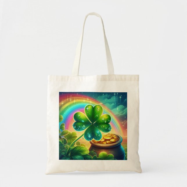 Rainbow Saint Patrick's Day Klee Tragetasche (Vorne)