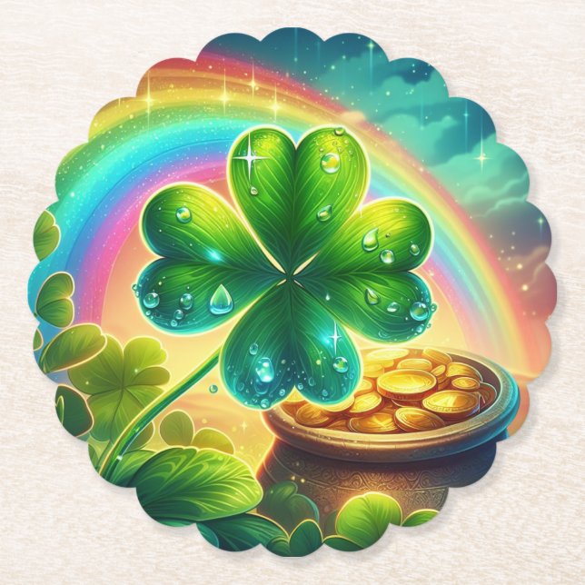 Rainbow Saint Patrick's Day Klee Untersetzer (Vorderseite)