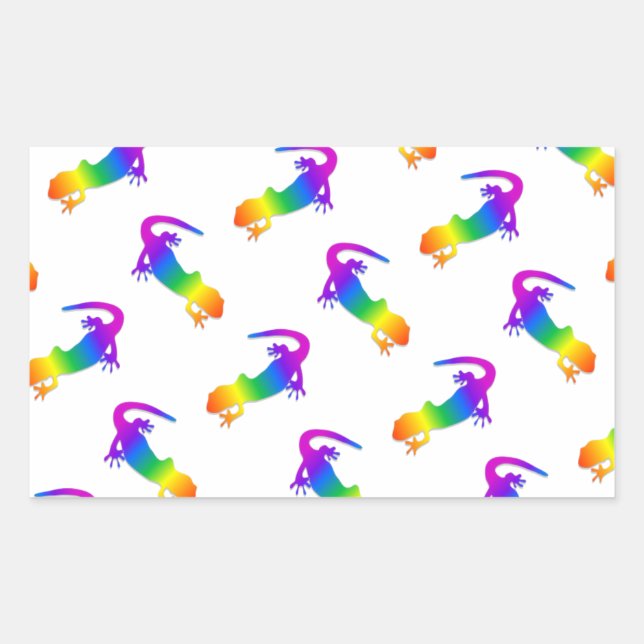 Rainbow Salamander Rechteckiger Aufkleber (Vorderseite)