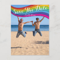 Rainbow Same Gender Foto Wedding Save the Date