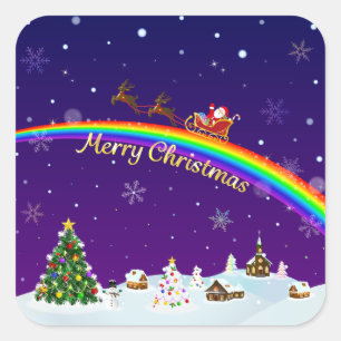 Rainbow Santa Claus Quadratischer Aufkleber