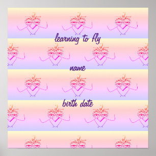 Rainbow Säugling Baby Bird lernen zu fliegen Poster