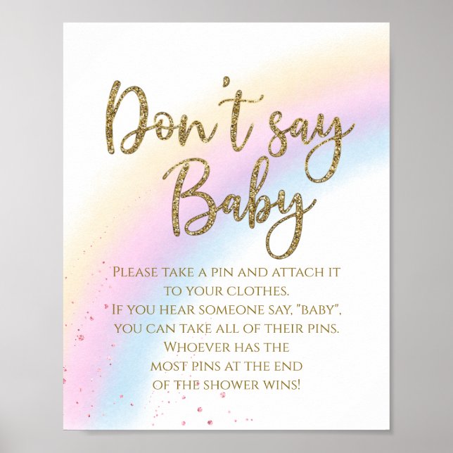 Rainbow Say Baby Shower Game nicht Poster (Vorne)
