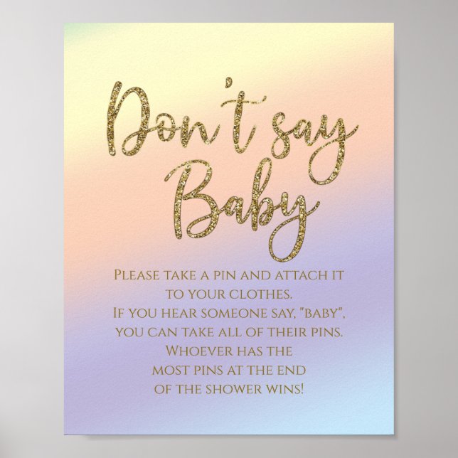 Rainbow Say Baby Shower Game nicht Poster (Vorne)