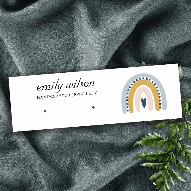 RAINBOW SCANDI BLUSH HEART EARRING STUD DISPLAY MINI VISITENKARTE (Von Creator hochgeladen)