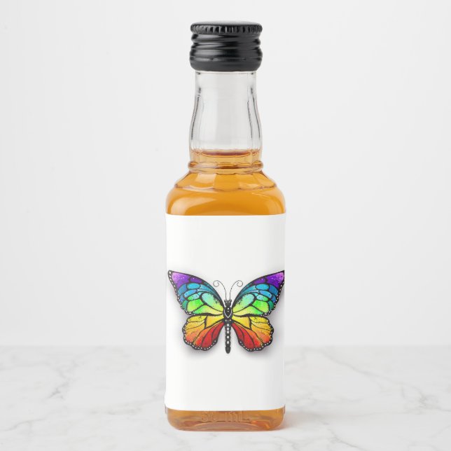 Rainbow-Schmetterling Monarch Alkoholflaschenetikett (Vorderseite)