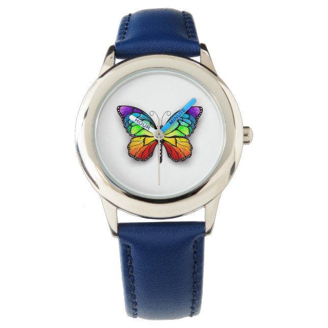 Rainbow-Schmetterling Monarch Armbanduhr (Vorderseite)