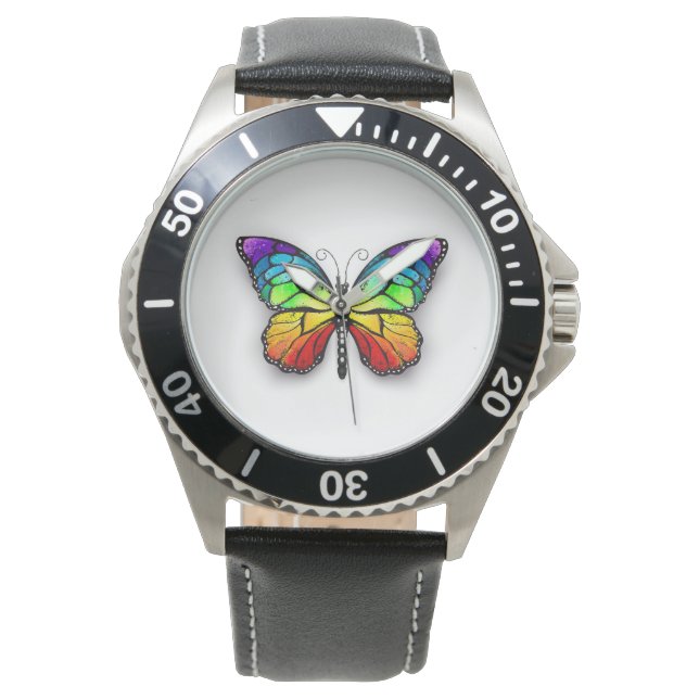 Rainbow-Schmetterling Monarch Armbanduhr (Vorderseite)