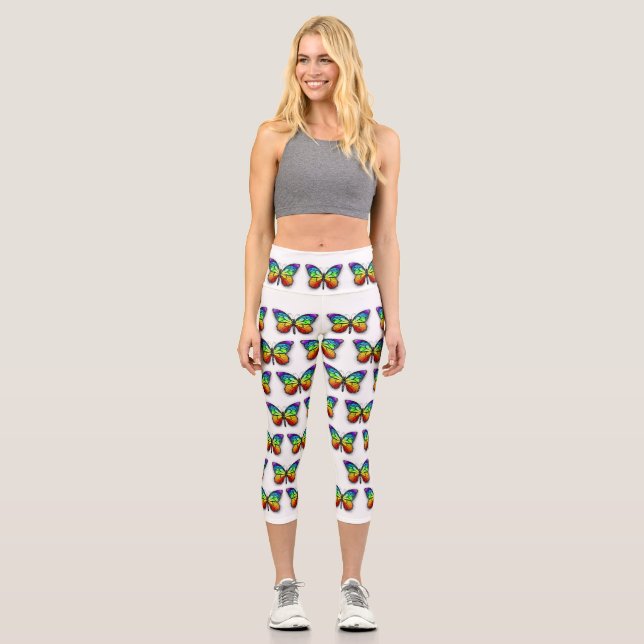 Rainbow-Schmetterling Monarch Capri Leggings (Vorderseite)