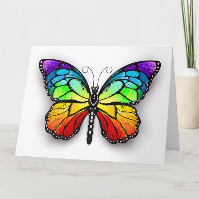 Rainbow-Schmetterling Monarch Dankeskarte (Vorderseite)