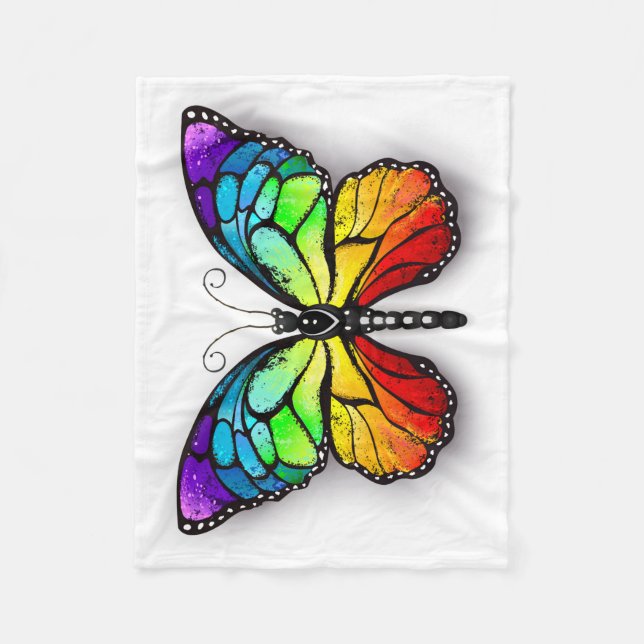 Rainbow-Schmetterling Monarch Fleecedecke (Vorderseite)