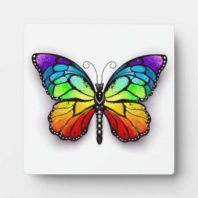 Rainbow-Schmetterling Monarch Fotoplatte (Vorderseite)