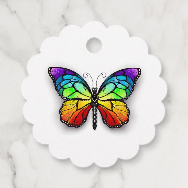 Rainbow-Schmetterling Monarch Geschenkanhänger (Rückseite)