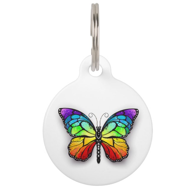 Rainbow-Schmetterling Monarch Haustiermarke (Vorderseite)