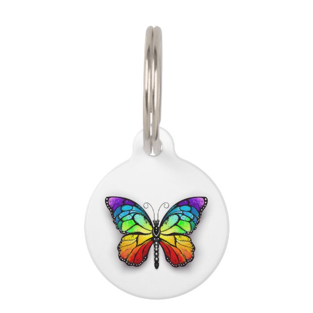 Rainbow-Schmetterling Monarch Haustiermarke (Vorderseite)