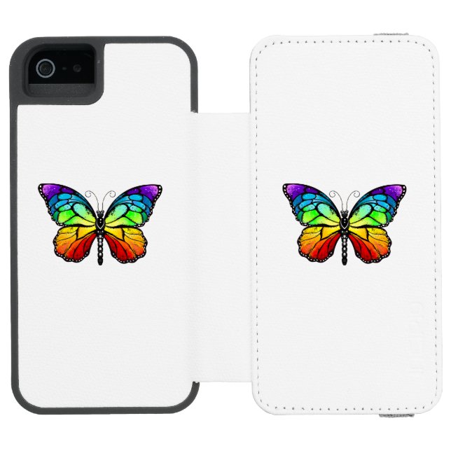 Rainbow-Schmetterling Monarch Incipio iPhone Geldbeutel-Hülle (Folio Geöffnet)