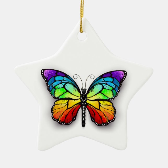 Rainbow-Schmetterling Monarch Keramik Ornament (Vorne)