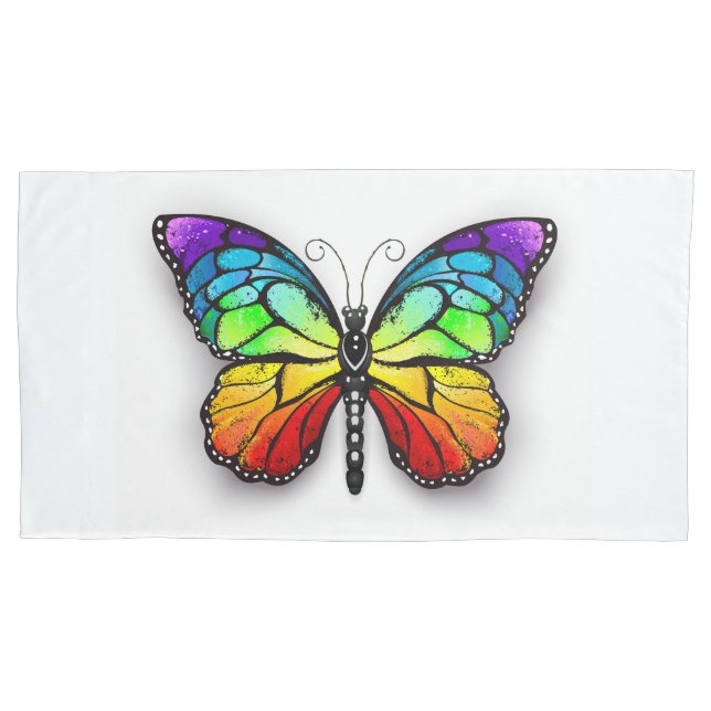 Rainbow-Schmetterling Monarch Kissenbezug (Vorderseite-Links)