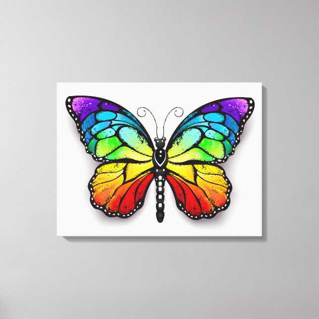 Rainbow-Schmetterling Monarch Leinwanddruck (Vorderseite)