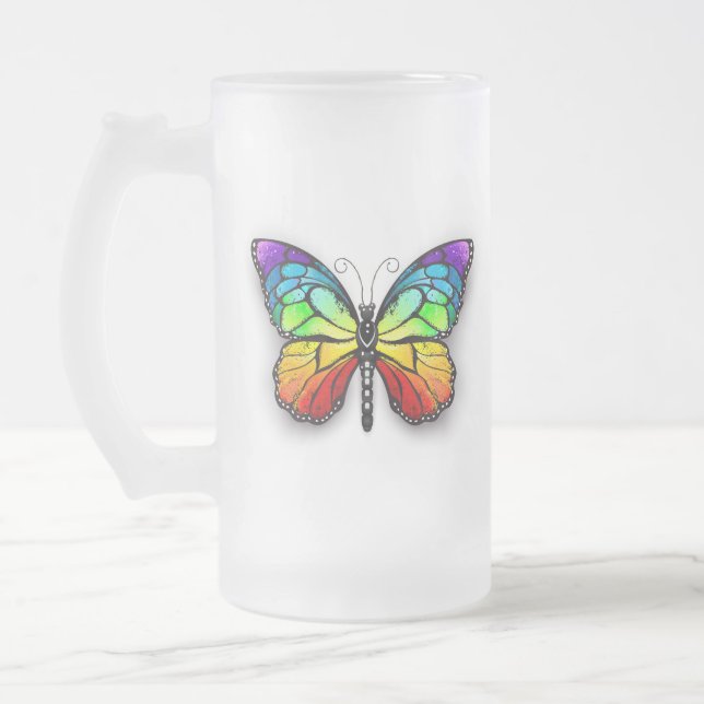 Rainbow-Schmetterling Monarch Mattglas Bierglas (Links)