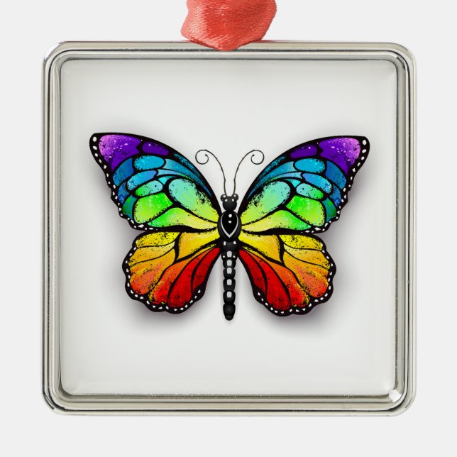 Rainbow-Schmetterling Monarch Ornament Aus Metall (Vorne)