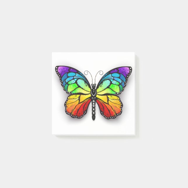 Rainbow-Schmetterling Monarch Post-it Klebezettel (Vorderseite)