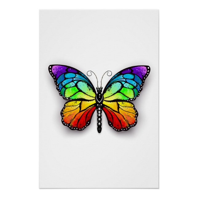 Rainbow-Schmetterling Monarch Poster (Vorderseite)