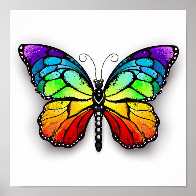 Rainbow-Schmetterling Monarch Poster (Vorne)