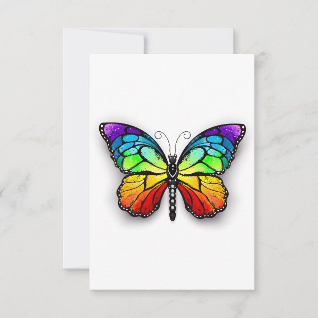Rainbow-Schmetterling Monarch RSVP Karte (Vorderseite)