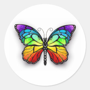 Rainbow-Schmetterling Monarch Runder Aufkleber