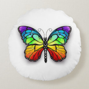 Rainbow-Schmetterling Monarch Rundes Kissen