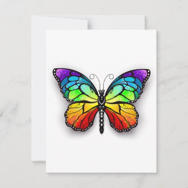 Rainbow-Schmetterling Monarch Save The Date (Vorderseite)