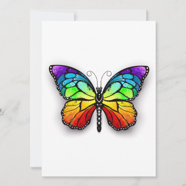 Rainbow-Schmetterling Monarch Save The Date (Vorderseite)