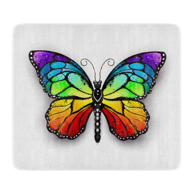 Rainbow-Schmetterling Monarch Schneidebrett (Vorderseite)