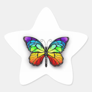 Rainbow-Schmetterling Monarch Stern-Aufkleber