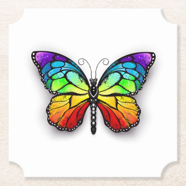 Rainbow-Schmetterling Monarch Untersetzer (Vorderseite)
