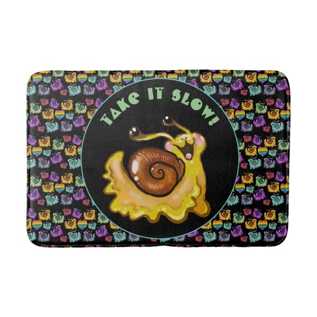 Rainbow Schnecken "Nimm es langsam!" Badematte (Vorderseite)