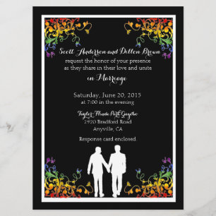 Rainbow Schnörkel Gay Wedding Einladungen