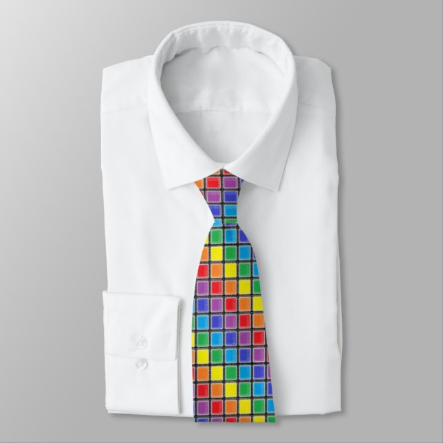 Rainbow Scratched Squares Krawatte (Gebunden)