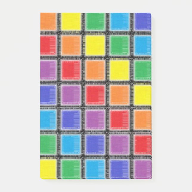 Rainbow Scratched Squares Post-it Klebezettel (Vorderseite)