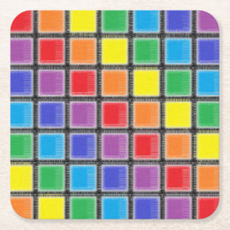 Rainbow Scratched Squares Rechteckiger Pappuntersetzer