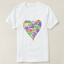 Rainbow Scribbles (coeur) T-Shirt
