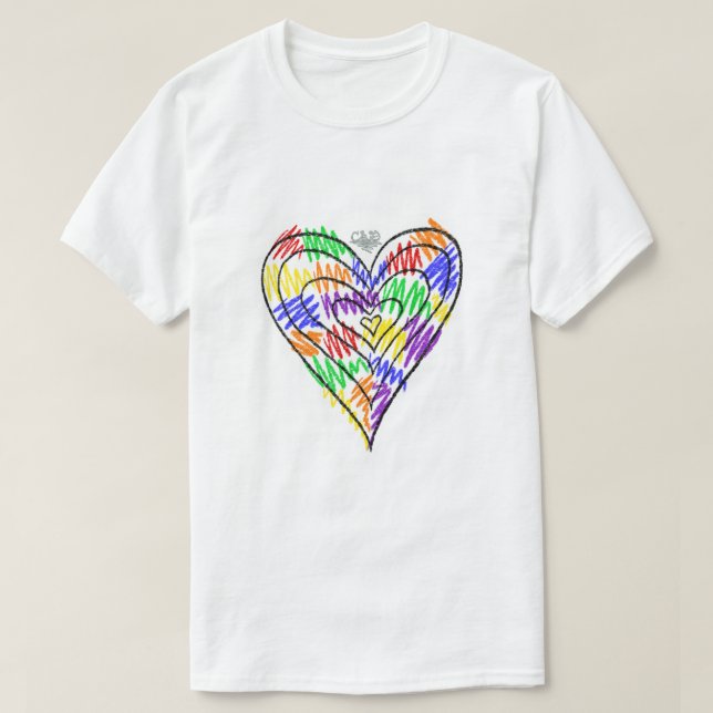 Rainbow Scribbles (Herz) T - Shirt (Design vorne)