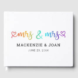 Rainbow Script Mrs & Mrs. Lesbian Wedding Gästebuch